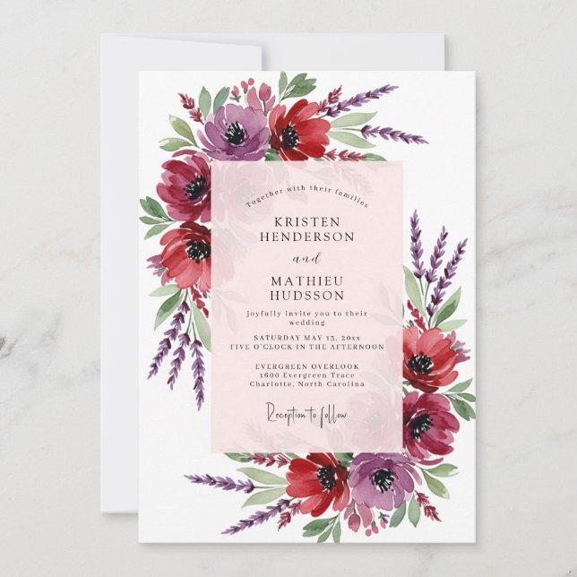 Red Vibrant Anemone Spring Wedding Invitation (Front)