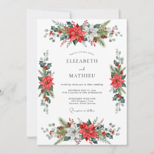 Red Vibrant Holiday Wedding Invitation