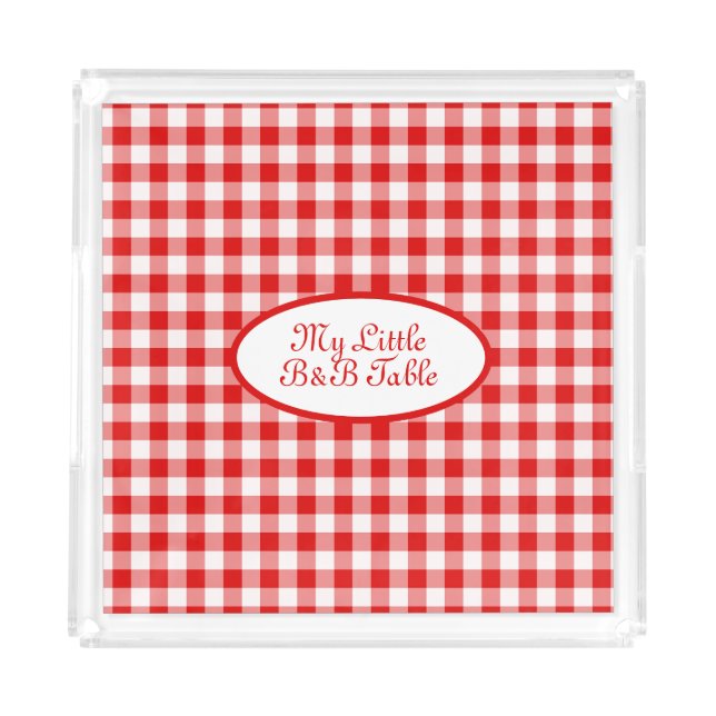 Red Vichy pattern for Business, B&B,  Restaurants  Acrylic Tray (Front)