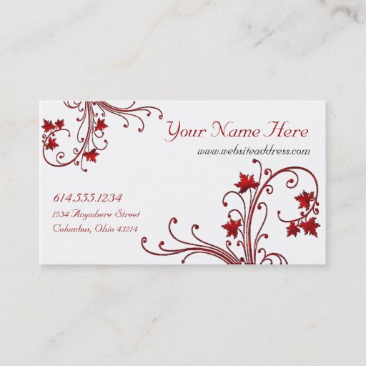 Customizable Red Vine/Maple Leaf Design Business Cards