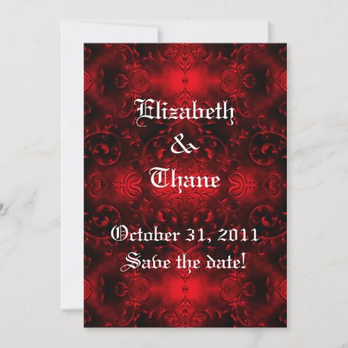 Red Vines Rococo Goth Wedding Invitation