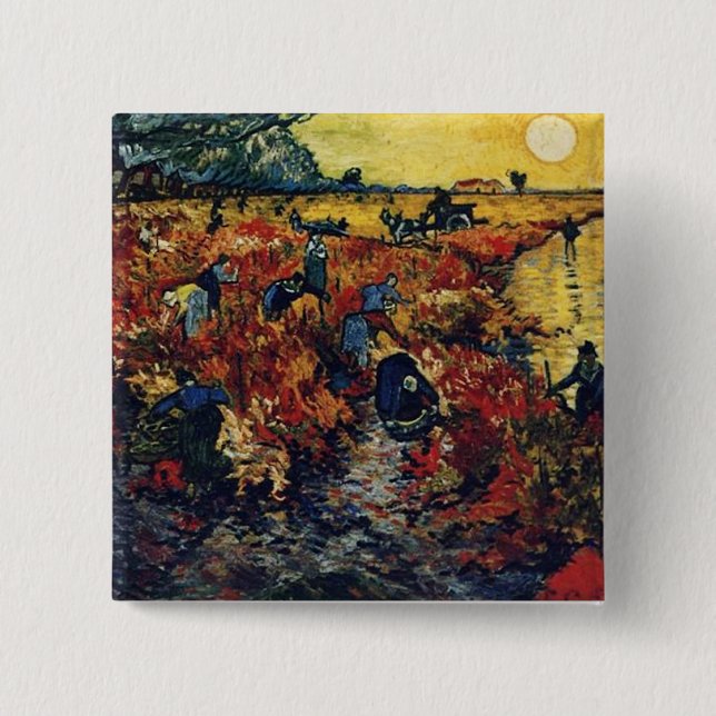 Red Vineyard, Van Gogh, 1888 Pinback Button (Front)
