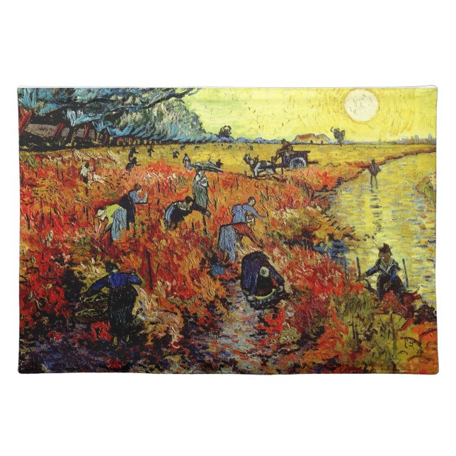 Red Vineyard Van Gogh Fine Art Cloth Placemat (Front)