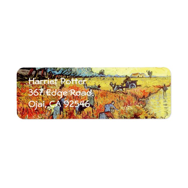 Red Vineyard Van Gogh Fine Art Label (Front)