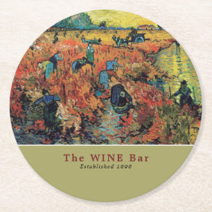 Red Vineyards, Van Gogh, Wine Bar/Winery Round Paper Coaster