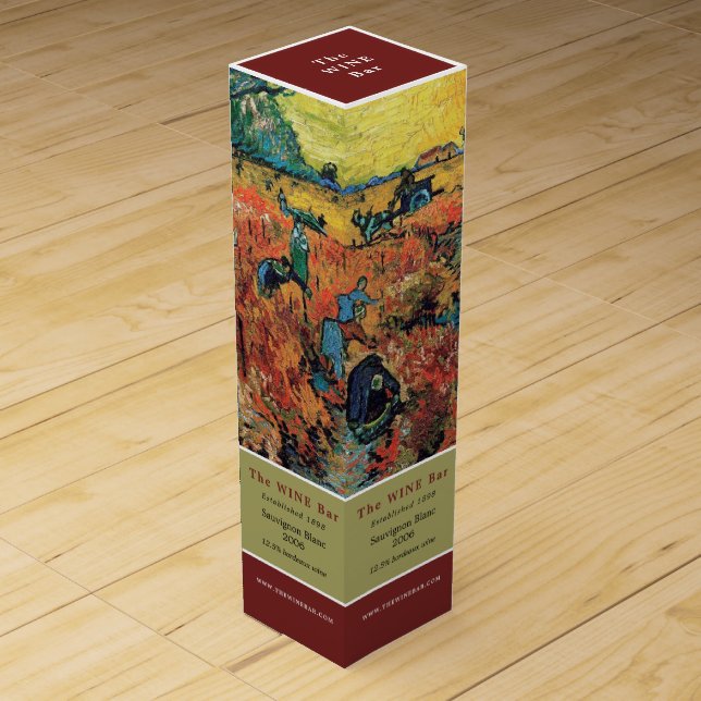 Red Vineyards, Van Gogh, Wine Bar/Winery Wine Box (Front)