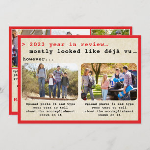Red Vintage 2023 Year in Review Family Photo Holiday Card