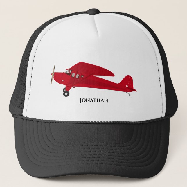 Red Vintage Aircraft Baseball Trucker Hats (Front)