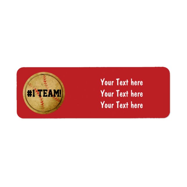 Red Vintage Baseball Team Party Address Labels (Front)