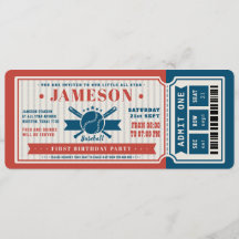 Red Vintage Baseball Ticket Birthday