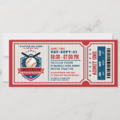 Red Vintage Baseball Ticket Couples Baby Shower Invitation (Front)