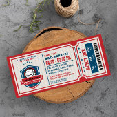 Red Vintage Basketball Ticket Couples Baby Shower Invitation