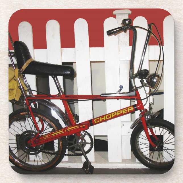 Red vintage bike  retro 1970s chopper coaster (Front)