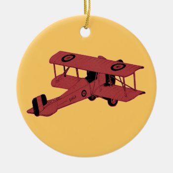 Red Vintage Biplane Ornament by justbecauseiloveyou at Zazzle
