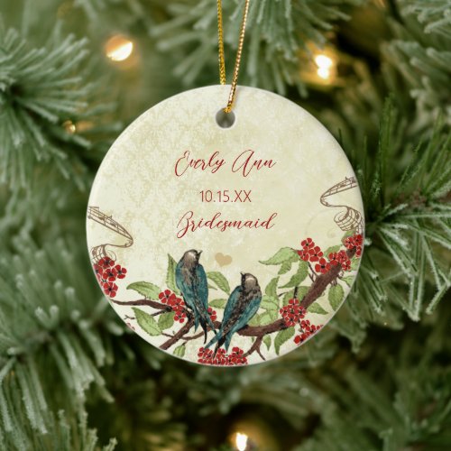 Red Vintage Bird Bridesmaid Ornaments