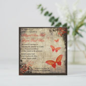 Red Vintage Butterfly Wedding Invitation (Standing Front)