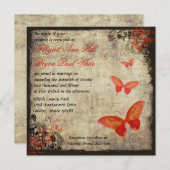 Red Vintage Butterfly Wedding Invitation (Front/Back)
