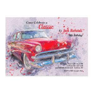 Red Vintage Car Invitation