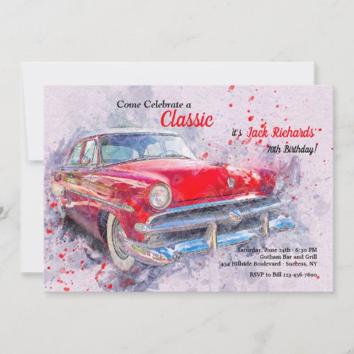 Red Vintage Car Invitation