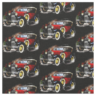 Red Vintage Car on Black Fabric