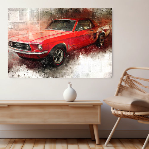 Red Vintage Car Poster: Timeless Automobile Art Poster