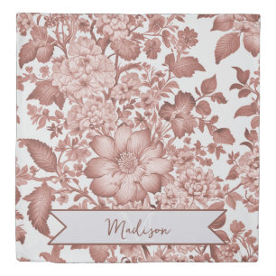 Red Vintage Chinoiserie Floral Personalized Duvet Cover