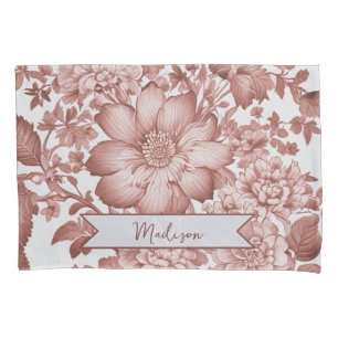 Red Vintage Chinoiserie Floral Personalized Pillow Case