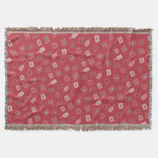 Red Vintage Christmas Ephemera Throw Blanket