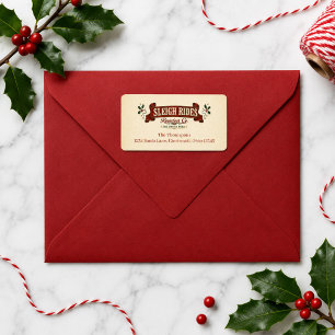 Red Vintage Christmas North Pole Return Address Label