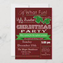 Red vintage Christmas Ugly sweater Party Invites
