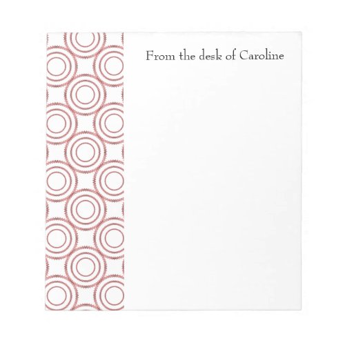 Red Vintage Circle Pattern Personalized Notepad