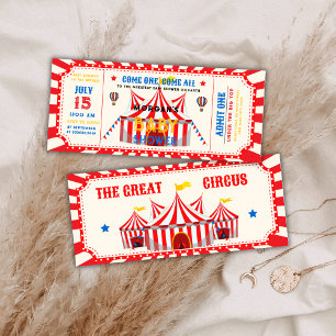 Red Vintage Circus Ticket Carnival Baby shower Invitation