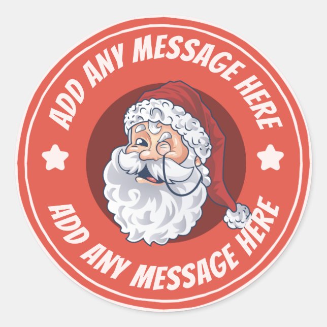 Red Vintage Classic Santa Classic Round Sticker (Front)
