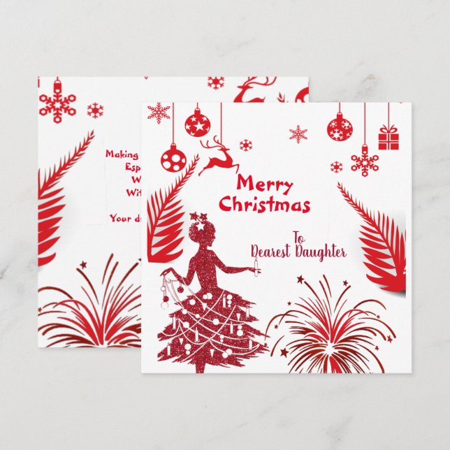 Red Vintage Daughter Merry Christmas Ornaments Art (Front/Back)