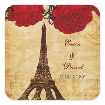 red vintage eiffel tower Paris envelopes seals