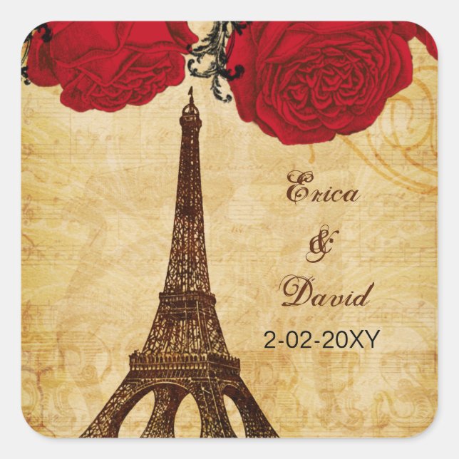 red vintage eiffel tower Paris envelopes seals (Front)