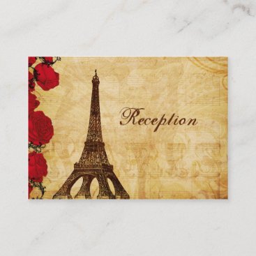 red vintage eiffel tower Paris Reception cards