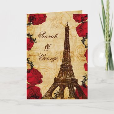 red vintage eiffel tower Paris thank you