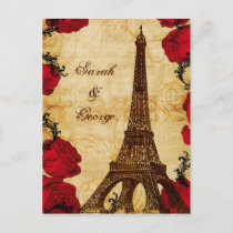 red vintage eiffel tower Paris thank you Postcard