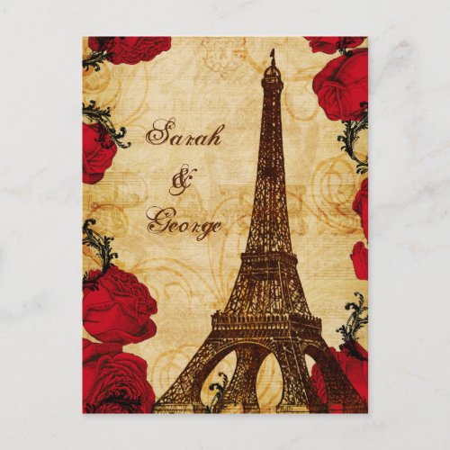 red vintage eiffel tower Paris thank you Postcard