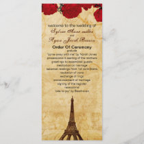 red vintage eiffel tower Paris wedding program