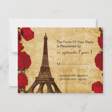 red vintage eiffel tower Paris wedding rsvp
