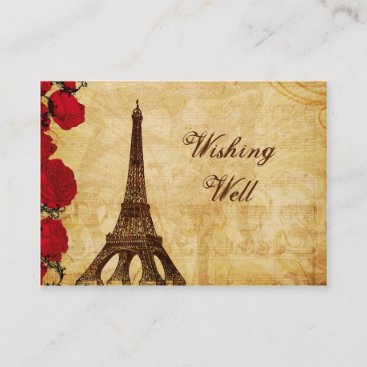 red vintage eiffel tower Paris wishing well card