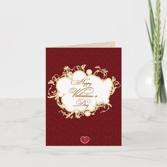 Red Vintage Elegant Valentines Day Card (Front)