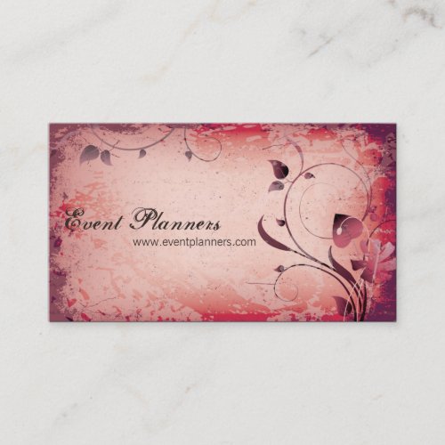Red Vintage Event Planner Leafy Business Card