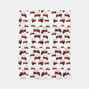 Red Vintage Fire Engine With Ladder Pattern, Fleece Blanket