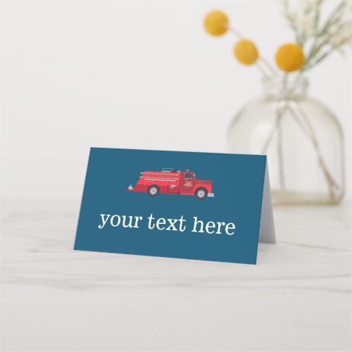 Red Vintage Fire TruckFire Engine Place Card