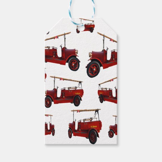 red vintage fire truck pattern gift tags zazzle com