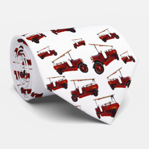 Red Vintage Fire Truck Pattern, Tie