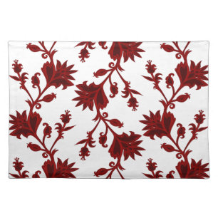 Red Vintage Floral Pattern Placemat